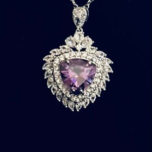 Valentines Amethyst CZ Heart Necklace